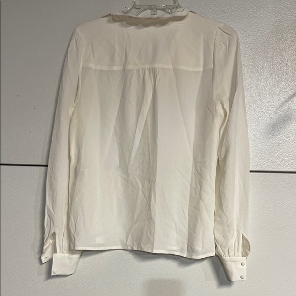 Sezane Cream Ruffle-Trim Button Blouse - Picture 7 of 10